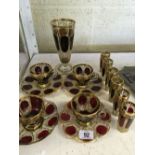 A fine 19th century Bohemian glass coffee and liqueur set comprising four coffee cups and saucers