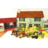 Marx Toys Tinplate Doll's House: colourful tinprinted sections slot together to form house with