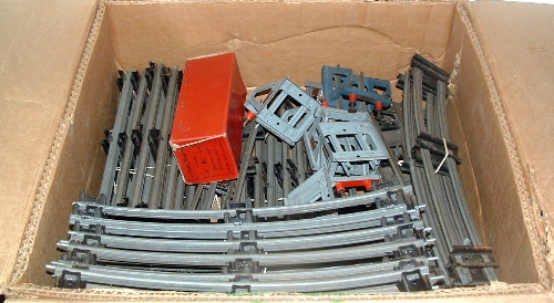 A box containing a quantity of HORNBY 0 Gauge C/W Track - 40 x A2, A2 1/2, 36  x B1, BB1,