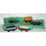 HORNBY 0 Gauge - 11 x No 50 Goods Wagons - 5 x Green McAlpine Side Tipping Wagons,
