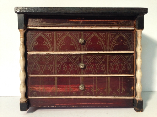 Late 19th Century Wagner und Sohne (Germany) Doll's House Chest of Drawers in Boulle style: wooden - Image 2 of 2