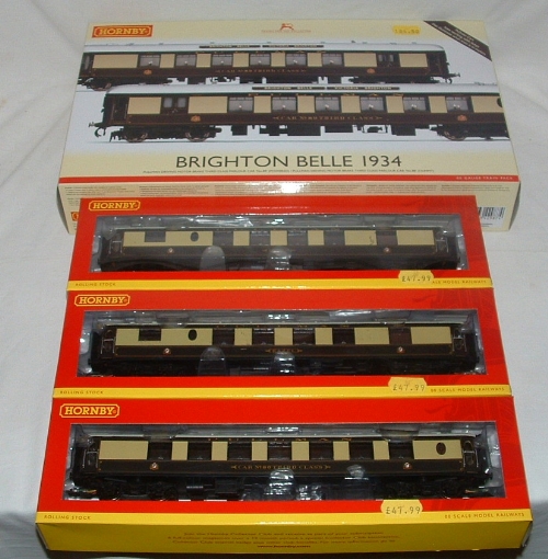 HORNBY R2987 1934 'Brighton Belle' Power and Dummy Car Train Pack DCC Ready (Mint Boxed with