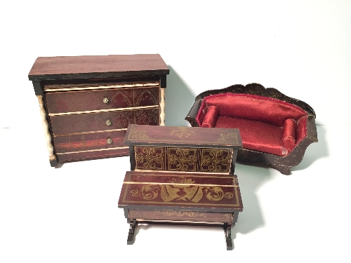 Late 19th Century Wagner und Sohne (Germany) Doll's House Chest of Drawers in Boulle style: wooden