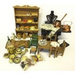 Selection of doll's house kitchen furniture and accessories, includes: play food,