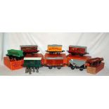 HORNBY 0 Gauge 6 x Goods Wagons and 2 x 2axle Coaches - No 1 Southern Green Milk Traffic Van with