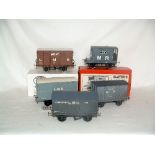 5 x 0 Gauge Kit Built LMS/MR Goods wagons by Parkside Dundas, Slaters and others - an LMS Meat Van,
