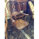 A 19th century heavy oak Windsor chair.