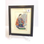 A framed and glazed Chinese rice paper painting: Chinese Dignataries