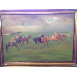 M. E. Chadburn:  Large framed oil on canvas; The Polo Match.