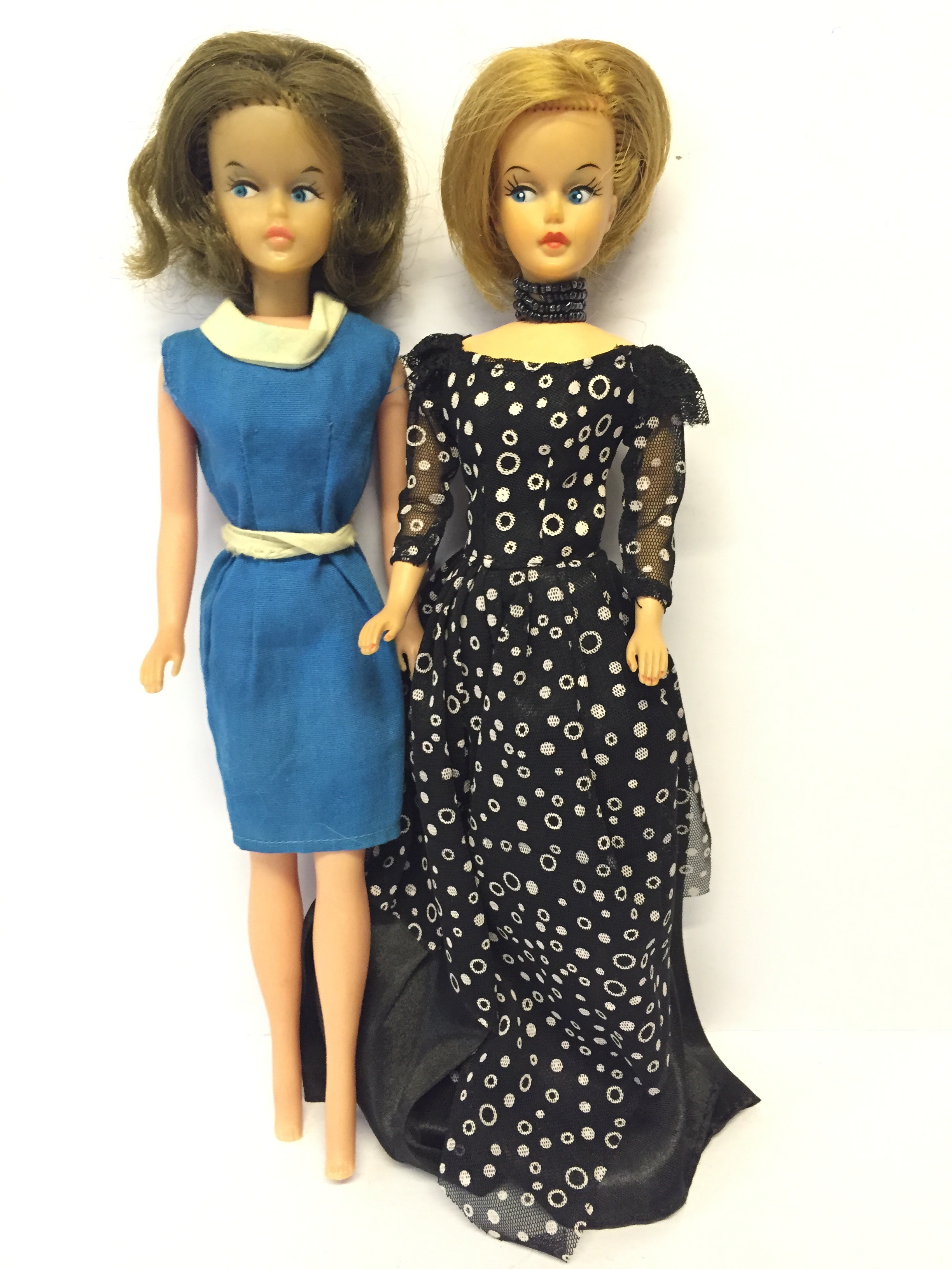 Two Tressy Dolls: one brunette in blue dress (G/VG),