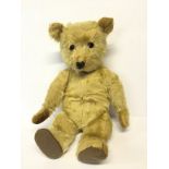 Musical Teddy Bear: stitched nose, mouth and claws, velveteen pads (two replaced wth felt),