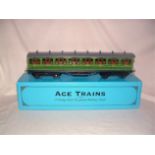 ACE TRAINS 0 Gauge C/1 Southern Green Suburban 1st Coach. Mint Boxed.