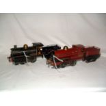 HORNBY 0 Gauge 2 x No 1 Original bodied with Brass Domes C/W 0-4-0 and Tenders c1926 - LMS Maroon