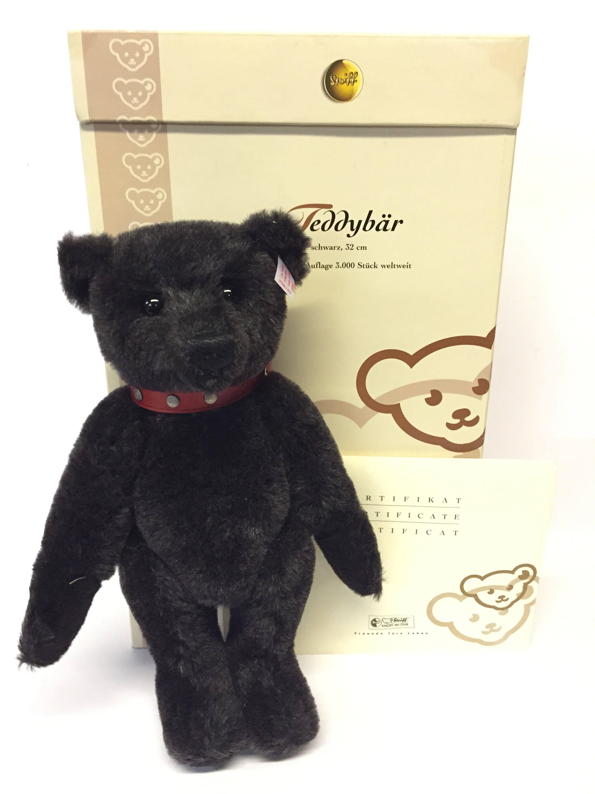 Steiff Teddy Bear EAN 38150, black mohair, operative growler, 32cm. Limited edition 2660/3000.