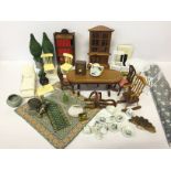 Quantity of Art Deco style doll's house furniture, accessories and lighting,
