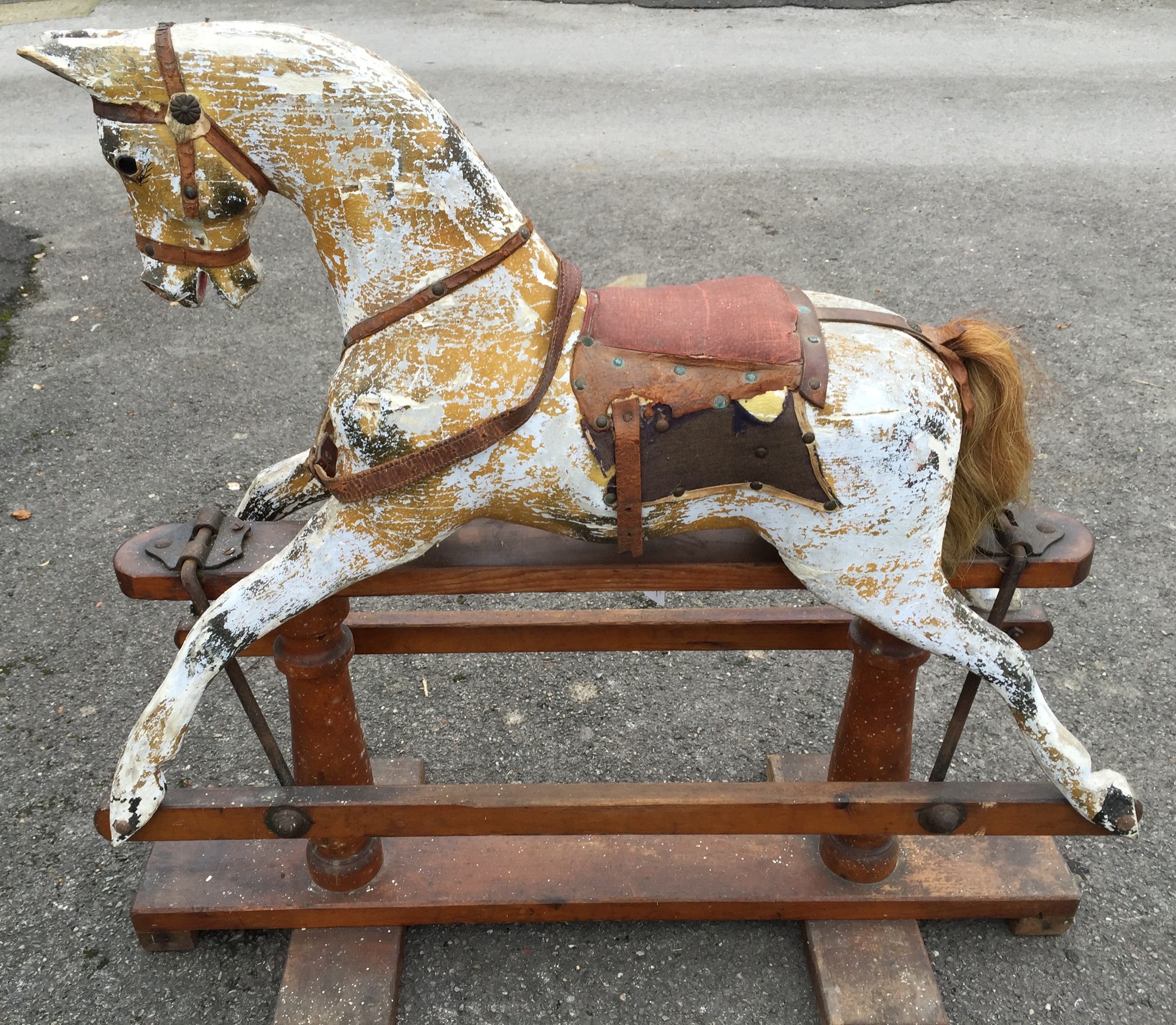 Early 20th Century G & J Lines (London) Rocking Horse ''Queenie'': dappled grey rocking horse with