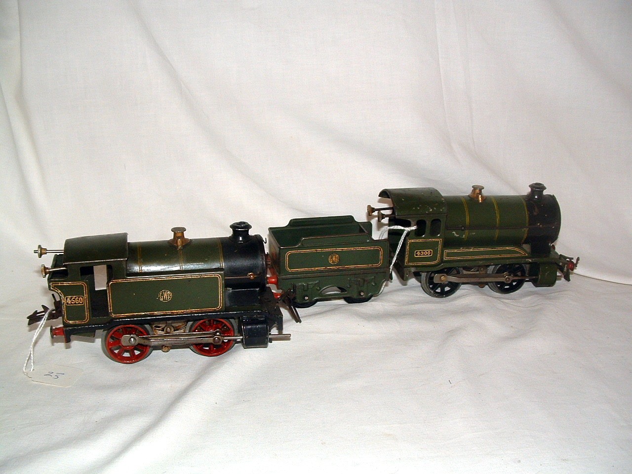 HORNBY 0 Gauge 2 x GWR C/W Locomotives - No 1 0-4-0 Tender Locomotive no 4300 c 1938 - Green lined - Image 2 of 2