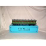 ACE TRAINS 0 Gauge C/1 Southern Green Suburban 1st Coach. Mint Boxed.