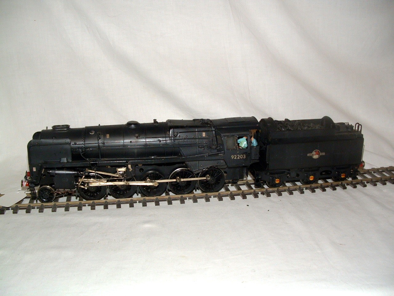 O Gauge Brass BR Black Class 9F 2-10-0 no 92203 built by Jim Harris Acorn Models.
