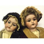 Late 19th/early 20th Century pair of Simon Halbig (Germany) bisque head dolls,