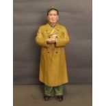 A large well painted ceramic figure of a standing chairman Mao, 17½'' high