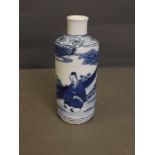 A chinese blue and white porcelain flask with painted decoration of a wise man and his acolyte, 5½''