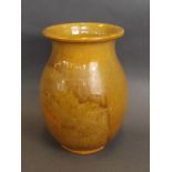 A French Art pottery vase with ochre glazed decoration,