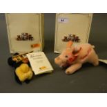 A Steiff Lucky Millennium Pig, with tags and buttons, and a Steiff Lucky chimney sweep,