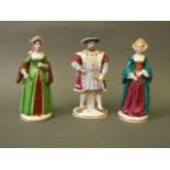 A Sitzendorf porcelain figure of Henry VIII, another of Catherine of Aragon,