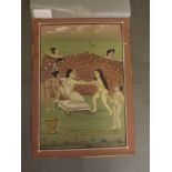 An early C20th Indian erotic miniature, nude women bathing,