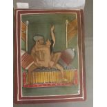 An early C20th Indian erotic miniature painting, man and woman on a bed,