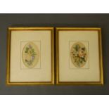 A pair of C19th watercolours, still life studies of flower garlands,