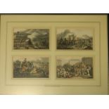 A framed set of four C19th coloured lithographs, 'The Battle of Waterloo', 'Aftermath',