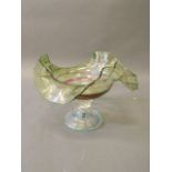 A coloured glass tazza with frilled rim, 8'' high