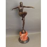 A contemporary Art Deco style bronze figure of a dancing girl, after J. Philipp, 'Garanti, Paris'