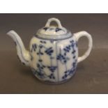 A Chinese blue and white teapot decorated with flowers, 3½'' high
