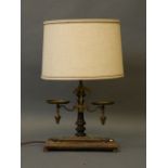 A table lamp in the form of antique balance scales, retailed by John Lewis, 21'' high