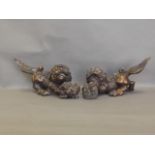 Two well cast Chinese bronze figures of kylin, 11½'' long