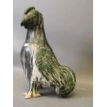 A large Oriental green glazed terracotta figure of a cockerel, 22'' high