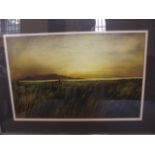 A watercolour of an estuary at sunset, signed Paul Tebny, 21'' x 13½''