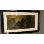 A Chinese painting of a cypress tree on foil, 22" x 10½