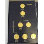 An album of 24ct gold plated silver coins from the Kings and Queens collection, with certificates,