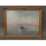 An early C20th oil on canvas, fishermen and boats in the bay of Naples, attributed to Oscar