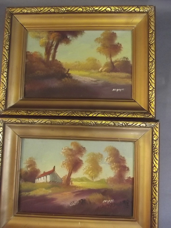 A pair of signed oils on canvas, Dutch landscapes, 11½'' x 7½''