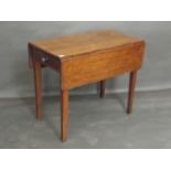 A Victorian oak drop leaf table with single end drawer, 35'' x 20'' x 30''