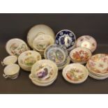 A large quantity of English mid-C19th saucer dishes of various makers including Hilditch, six tea