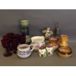 A quantity of English ceramics and glass to include Poole pottery, Doulton, and a pottery figure '
