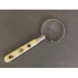 A small magnifying glass with shibiyama style decoration to handle, 5½'' long