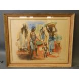 A French pastel painting of a Guinea market, 'Guinea Kinder', indistinctly signed in pencil, 25''