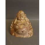 A Chinese soapstone figure of Buddha smiling, 4'' high